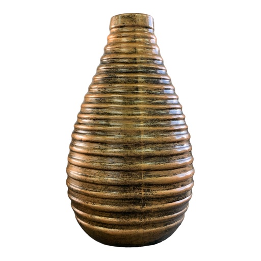 [AD08276] Vase AC 24x13cm Ribbed Bud-Metallic