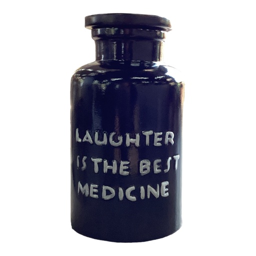 [AD08452] Jar 21x12cm Laughter Is The Best Medicine-Metallic