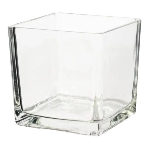 [AD09110] Glass Vase 8x8cm Square Clear VAS8.8FG