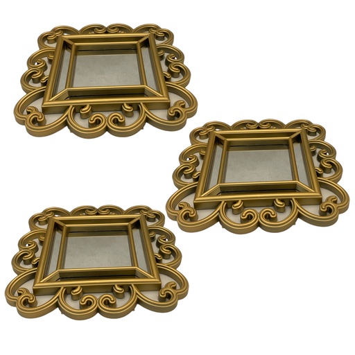 [AD09142] Mirror 3PC 30x30cm Square  SD822-7