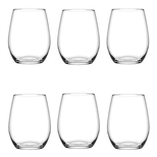 [AD09347] Amber Wine Glass 6pc 570ml Stemless Glass 420725