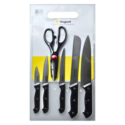 [AD09468] Scissors & Knife Chopping Board 7pc Set Regent 21249