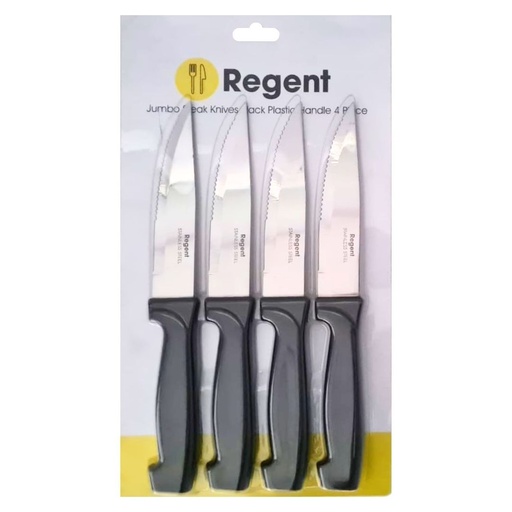 [AD09471] Steak Knife 4pc Jumbo With Black Handle Regent 21326