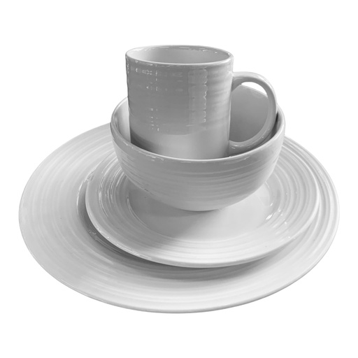 [AD09500] Dinner set 16pc White Porcelain RH