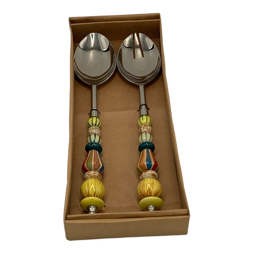 [AD09602] Salad Server 2Pc Set Colorfull Beaded Handle  DT VE-1012