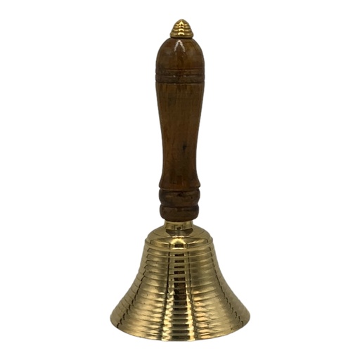 [AD09615] Hand Bell 16cm Wodden Handle Gold Line DT BRM-1505